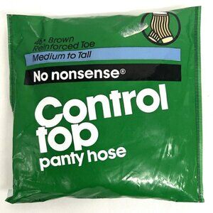 No Nonsense Womens Vintage 90s Pantyhose Control Top Medium to Tall 46 Brown USA